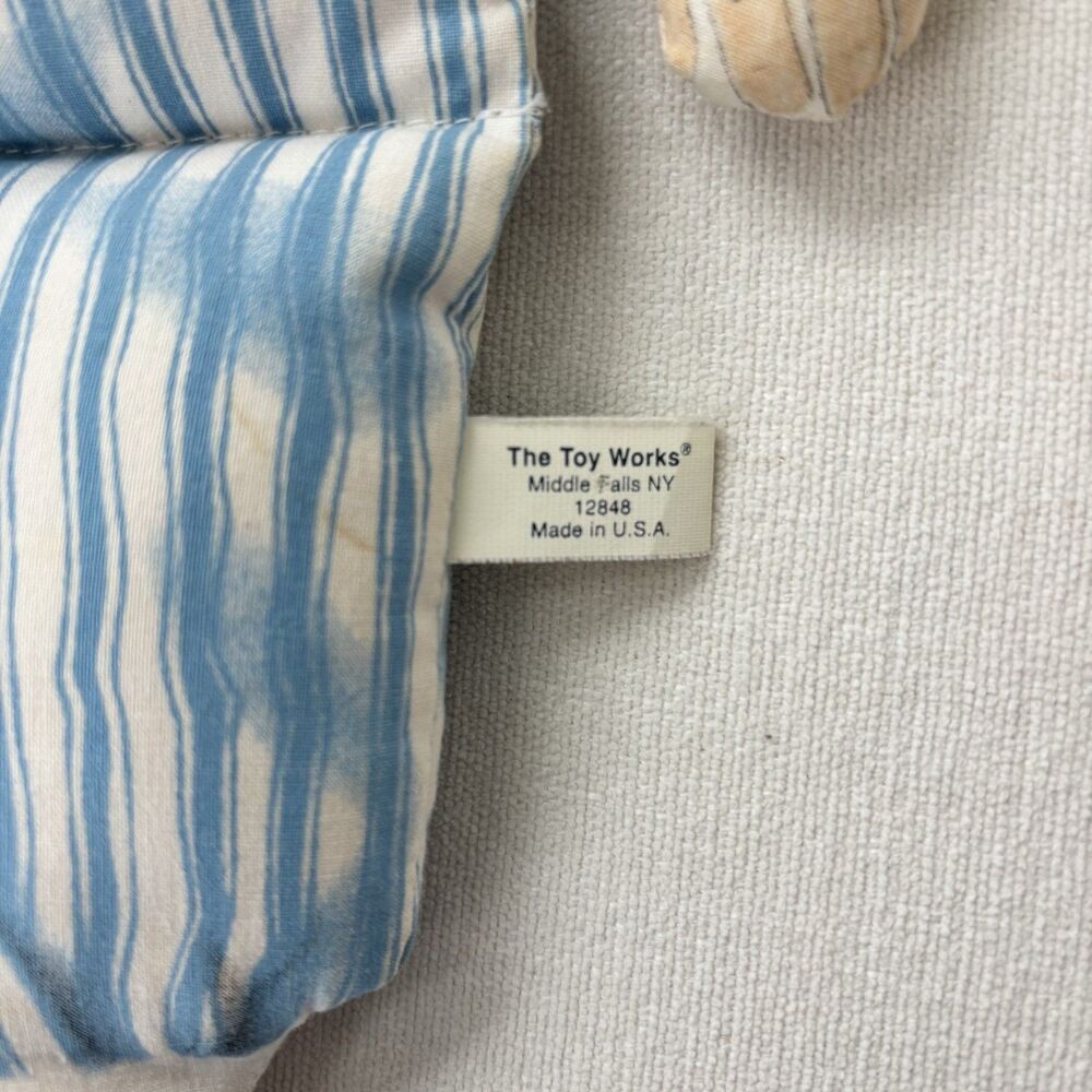 Vtg Cloth Plush Doll 1984 Toy Works Valerie Leonard Blue Stripes Pinafore Blonde - Picture 10 of 16